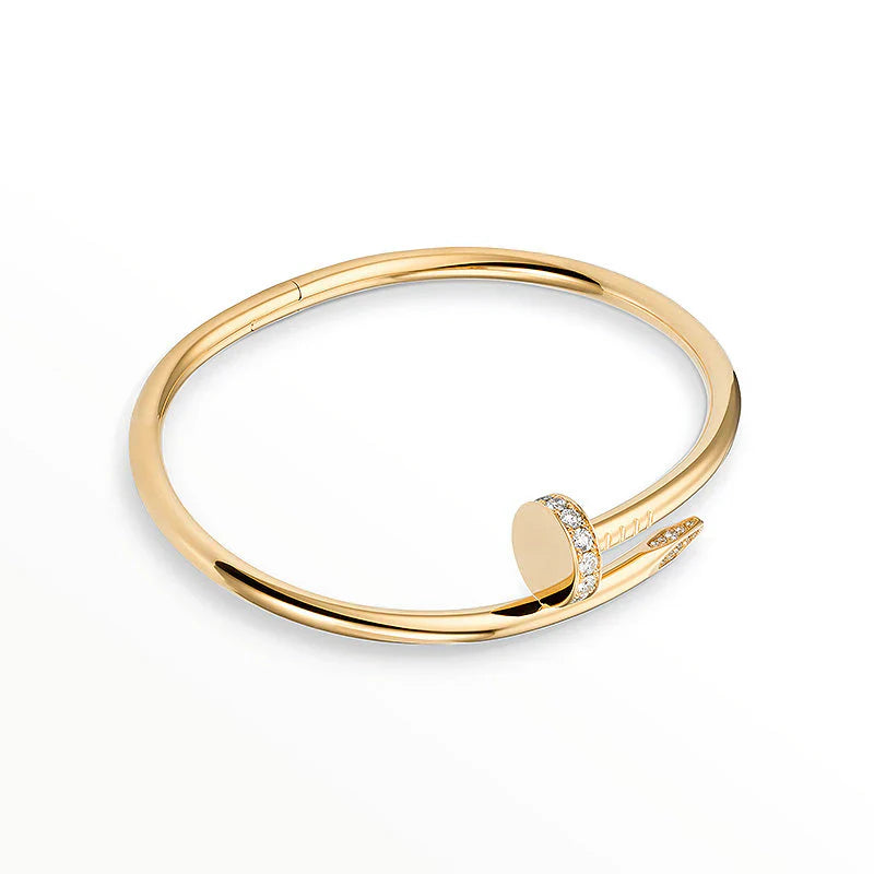 Bracelete Prego Ponta Cravejada Banhado a Ouro 18k