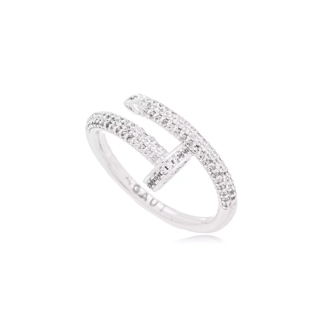 Anel Prego Cravejado em Zircônia